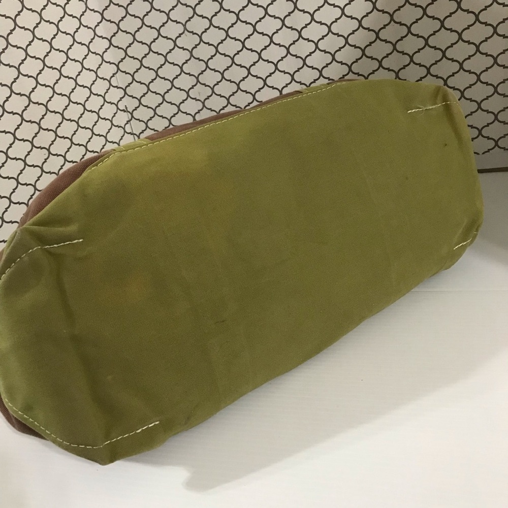 L.L.Bean Brown Canvas Tote with Olive Green Straps - Picture 5 of 9
